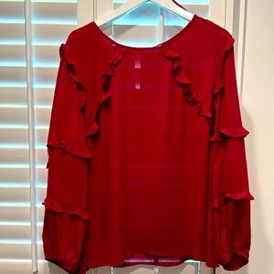 Cece red silk blouse brand new 2x ruffle